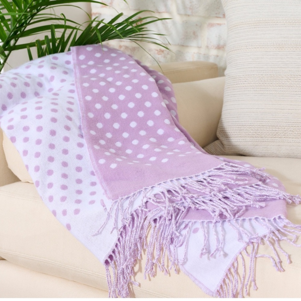 HOME REFLECTIONS Dot Throw with Fringe reversible In Lilac